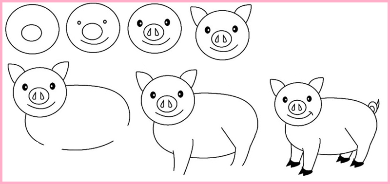 как нарисовать свинку