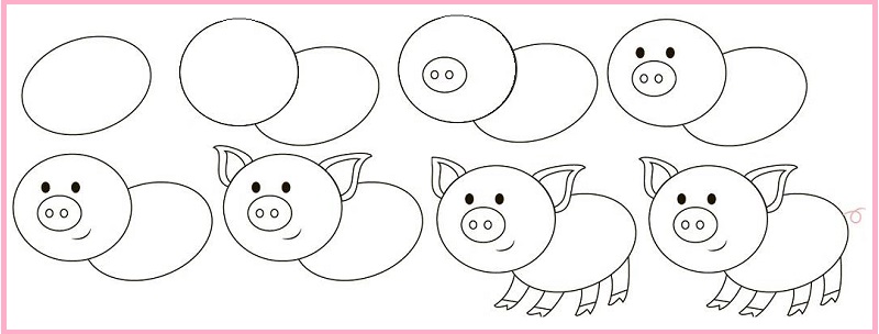 как нарисовать свинку