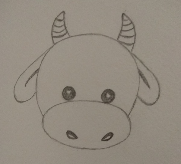 как нарисовать бычка символ 2021 года поэтапно